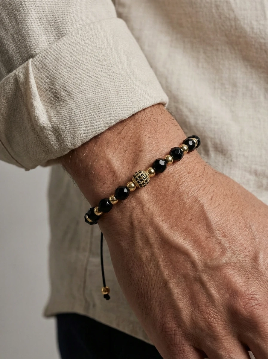 Bransoleta męska onyks szlifowany 