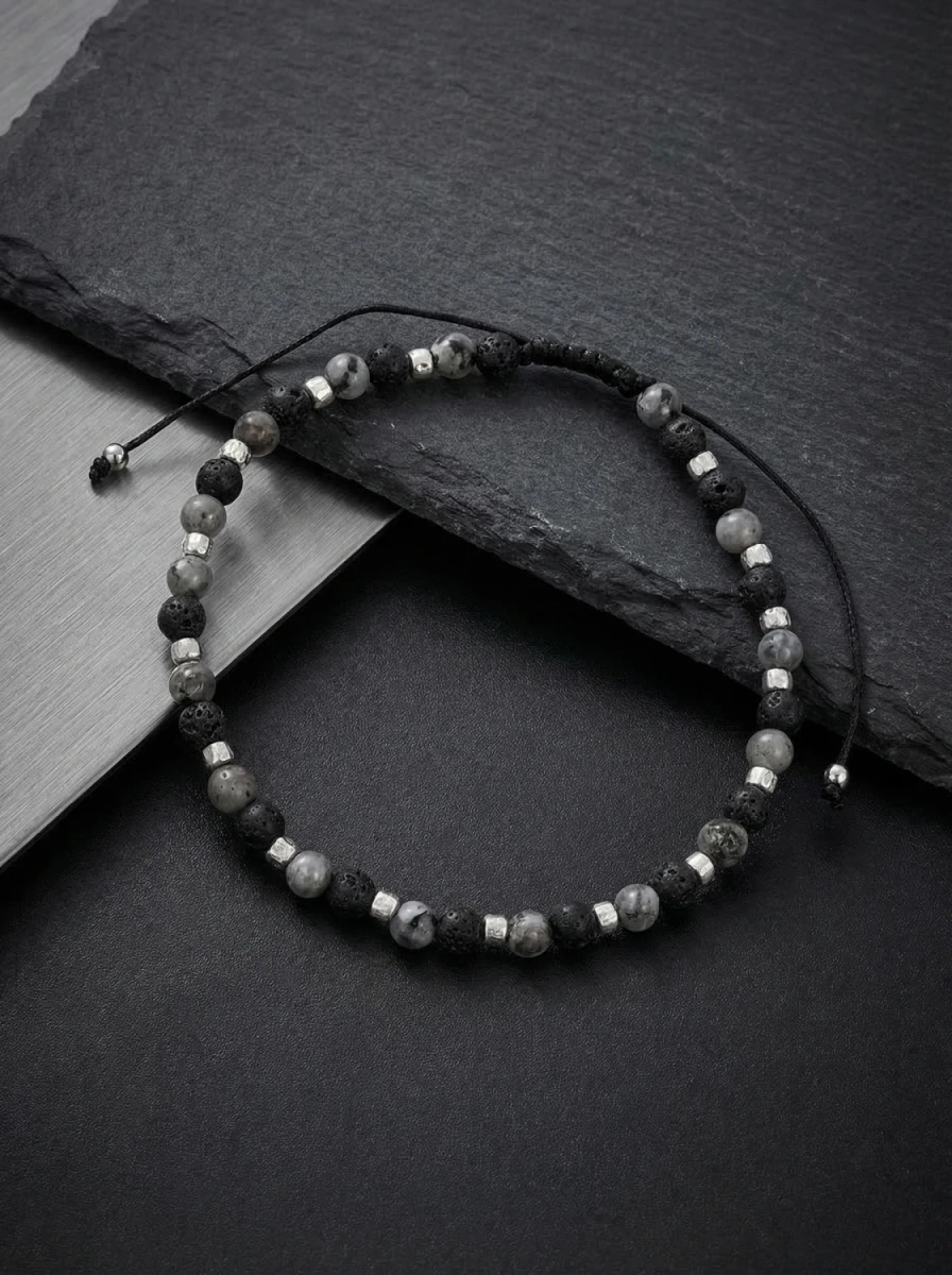 Bransoleta męska z kamieni jaspis dalmatyński