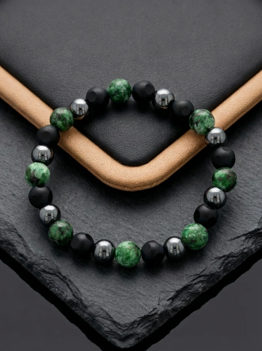 Bransoletka męska onyks turkus afrykański i hematyt