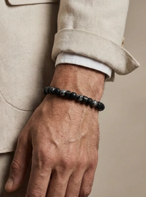 Bransoletka męska lawa wulkaniczna i labradoryt
