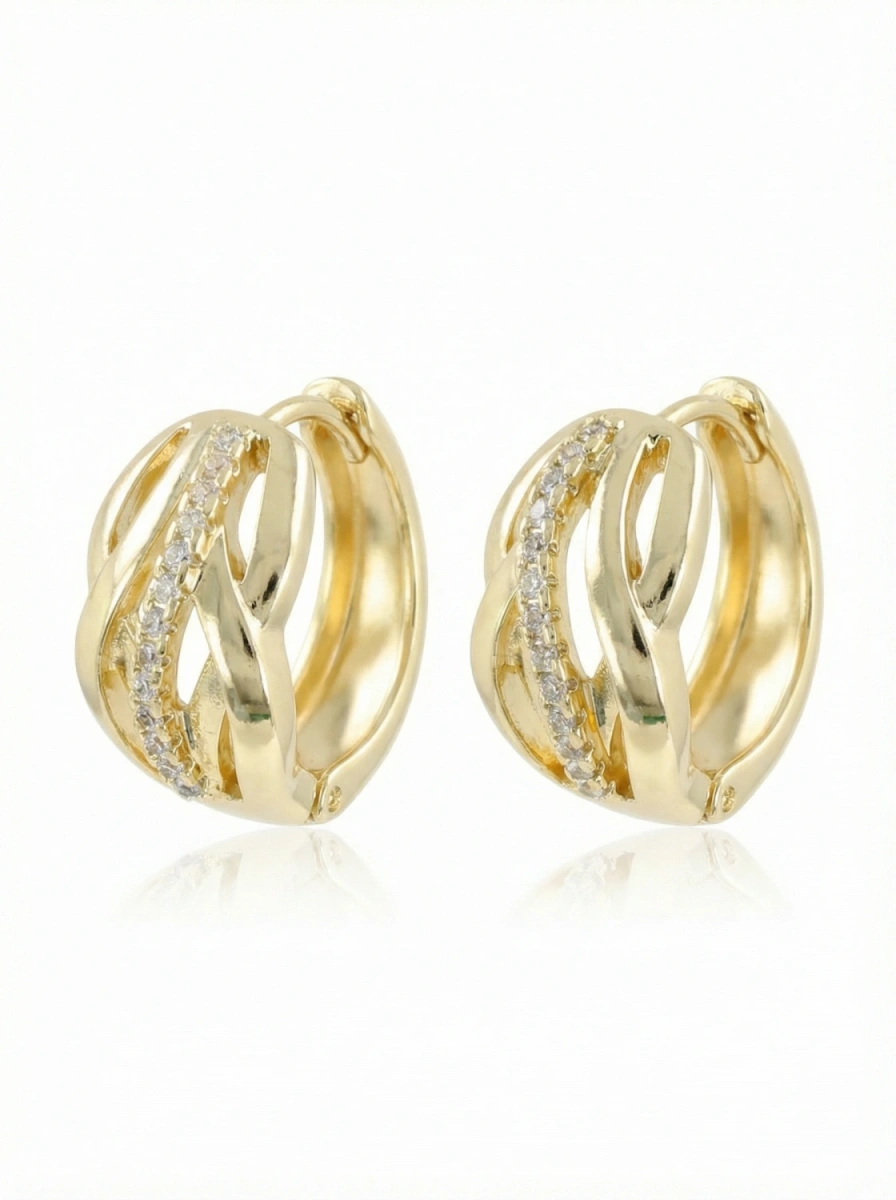 Kolczyki pozłacane skręcane z cyrkoniami