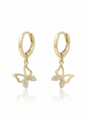 Kolczyki pozłacane motylki ażurowe z cyrkoniami