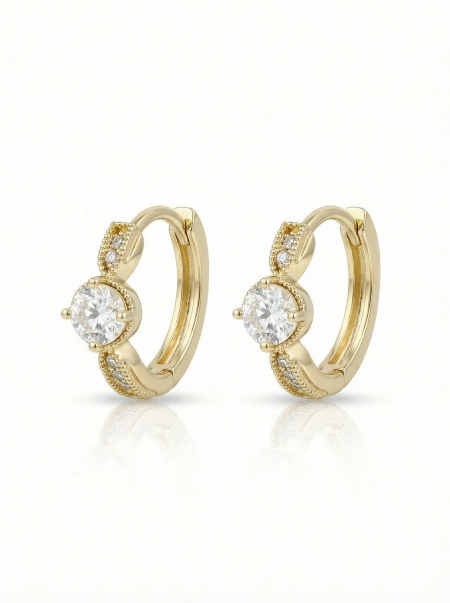 Kolczyki pozłacane z centralną cyrkonią