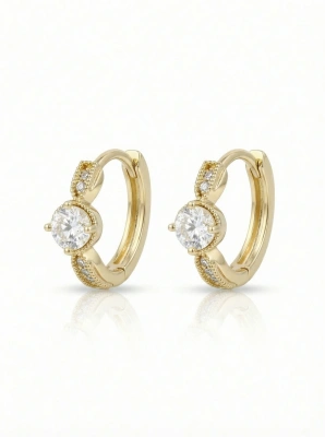 Kolczyki pozłacane z centralną cyrkonią