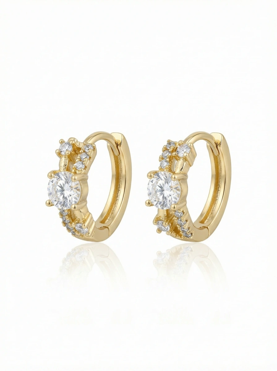 Kolczyki pozłacane z koroną cyrkonii