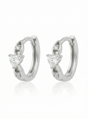 Kolczyki rodowane kółeczka serca kryształ