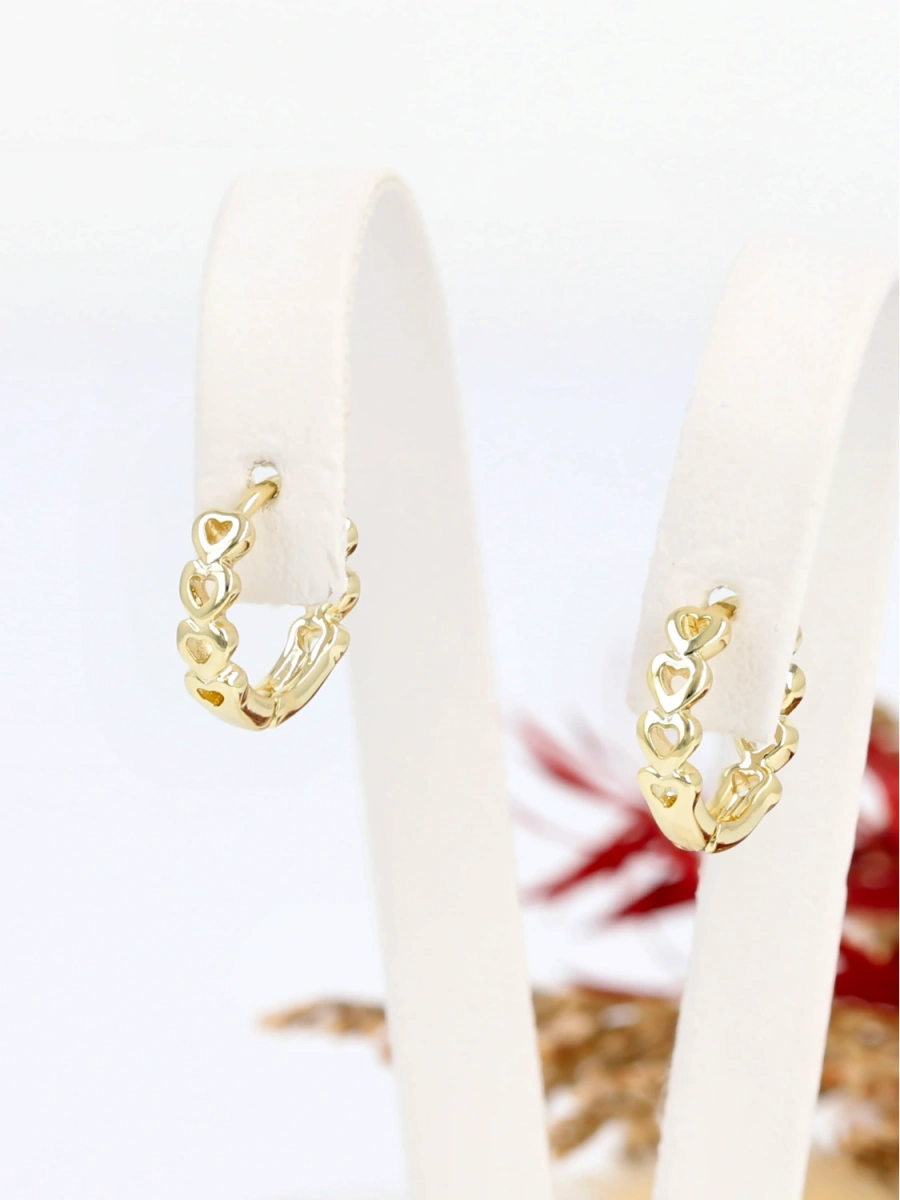 Kolczyki pozłacane serca ażurowe