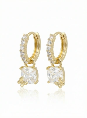 Kolczyki pozłacane wiszące kryształy z motylem