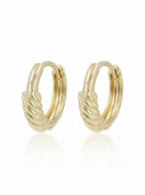 Kolczyki kółka pozłacane grawer skośny