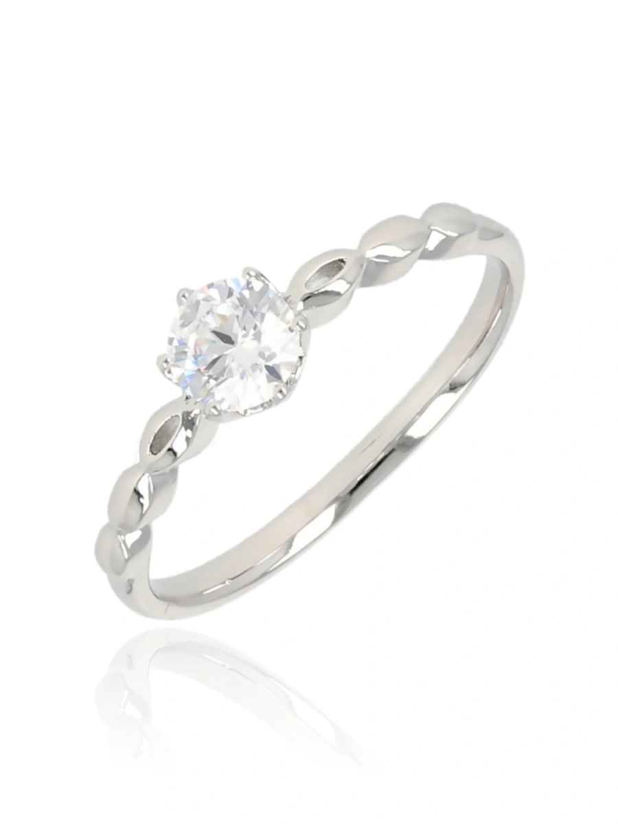 Pierścionek rodowany z diamentowym blaskiem