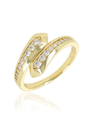 Pierścionek  złote przenikanie linii