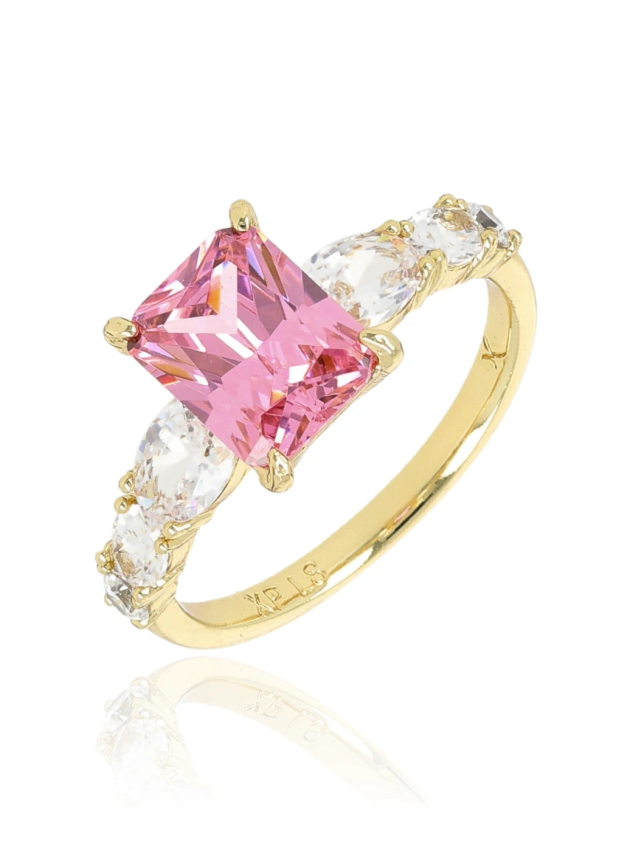 Pierścionek złoty różany akcent