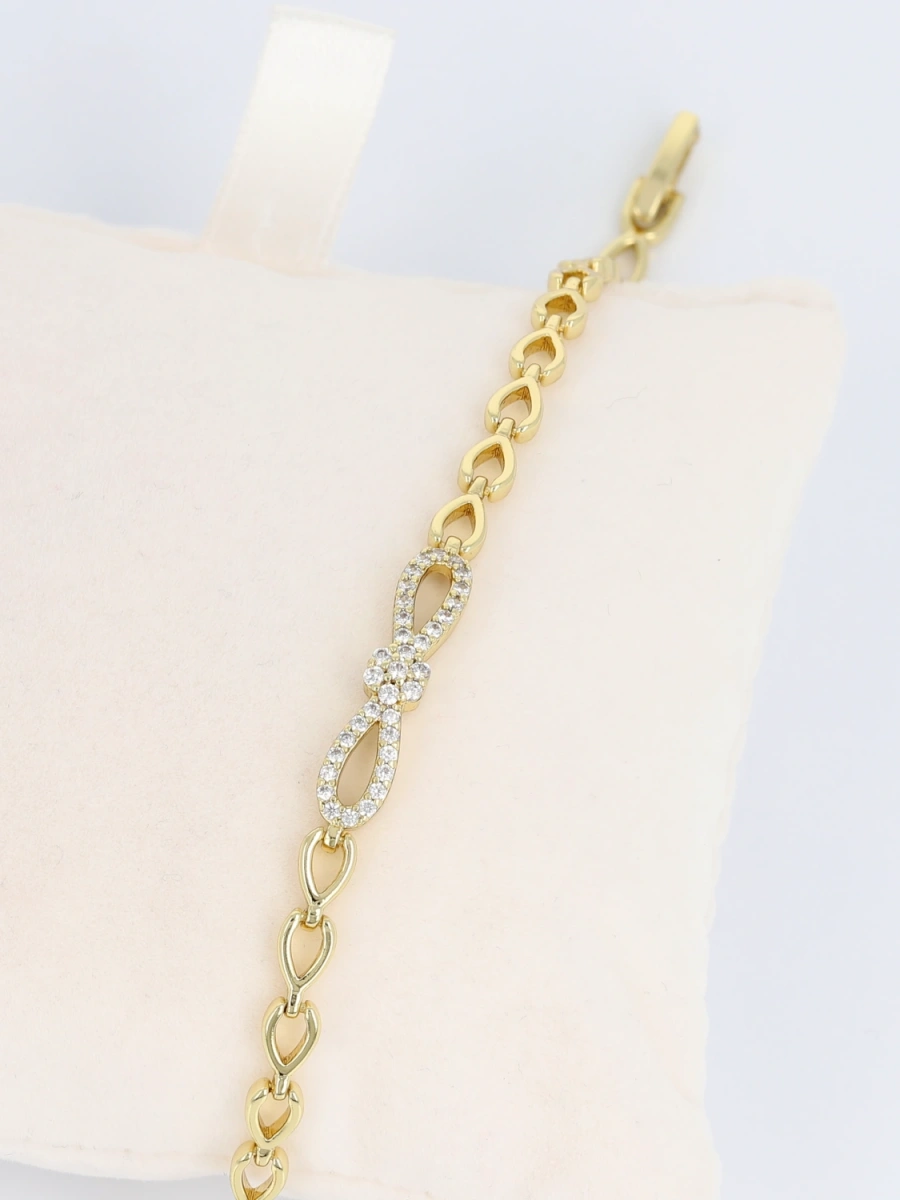 Bransoleta nieskończoność kokarda z cyrkoniami