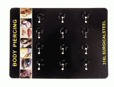 Kolczyki piercing podkowa (12 szt.)